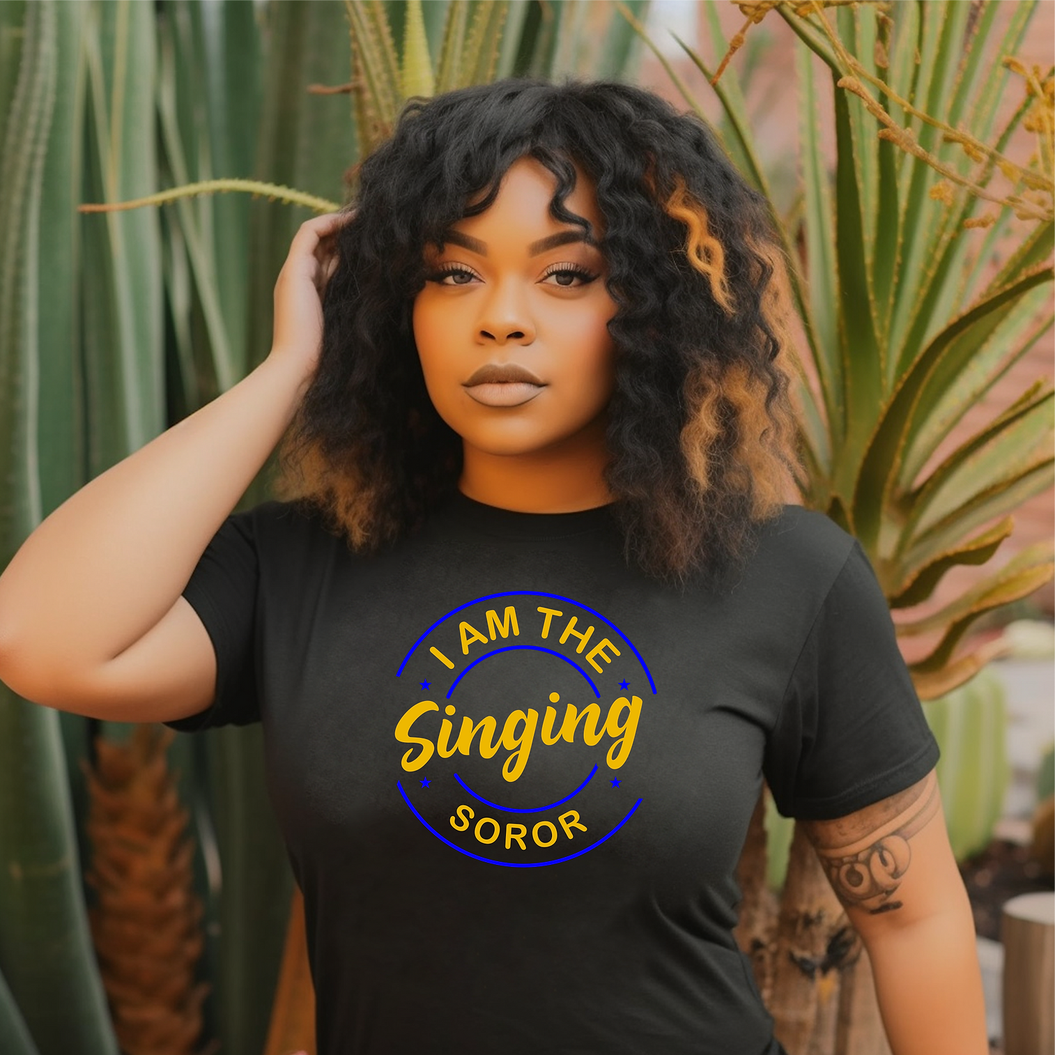 The Singing Soror Black Shirt (Royal & Gold)