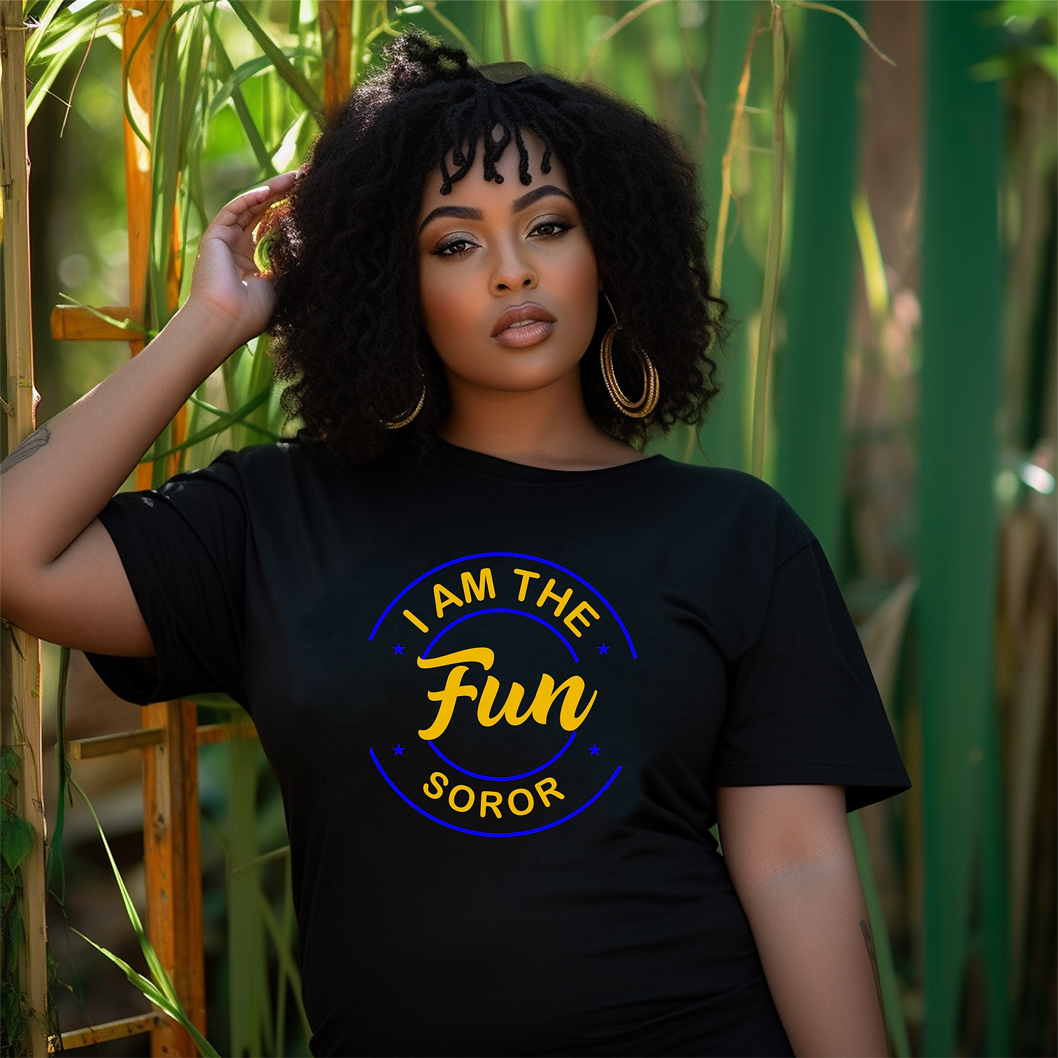 The Fun Soror Black Shirt (Royal & Gold)