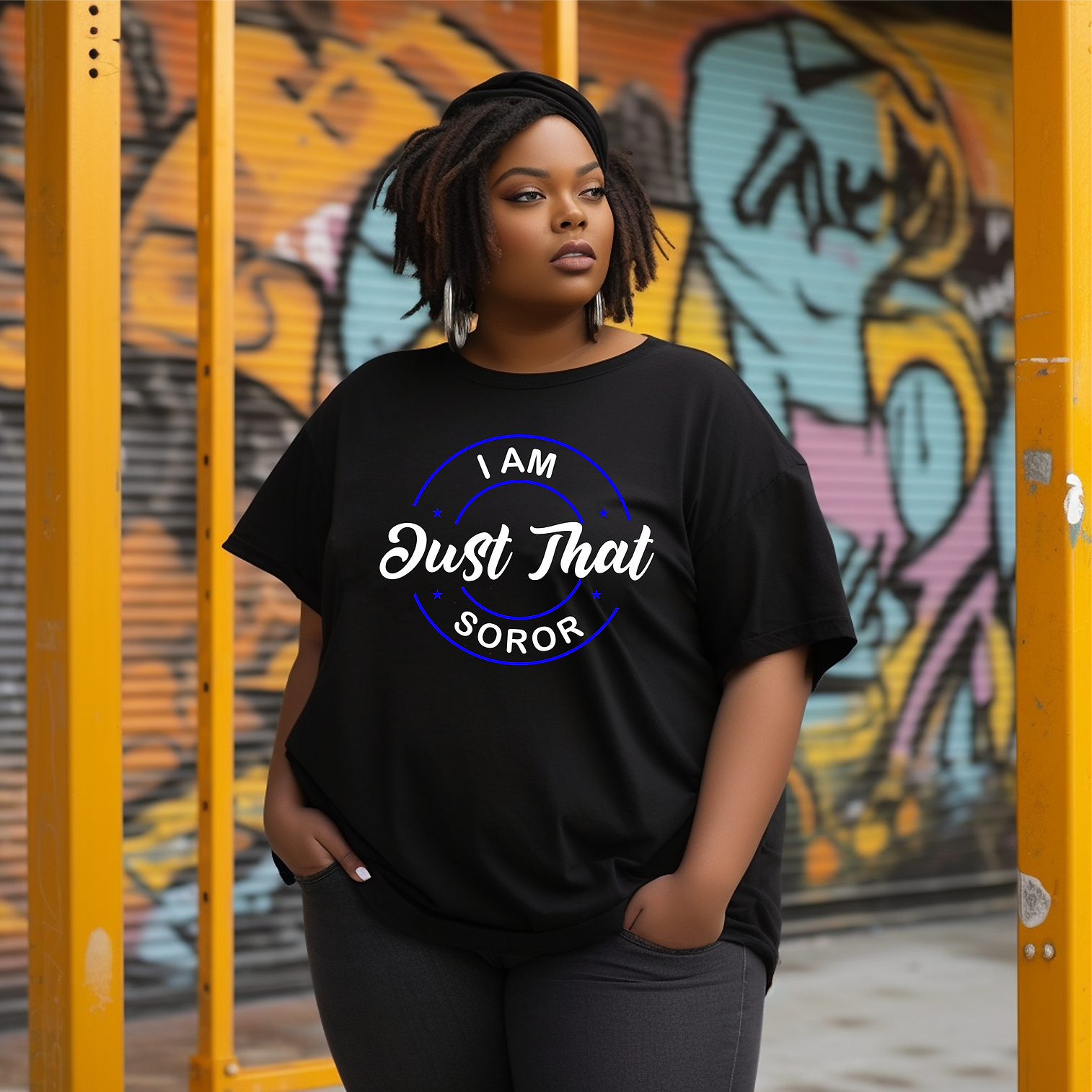 Just That Soror Black Shirt (Royal & White)