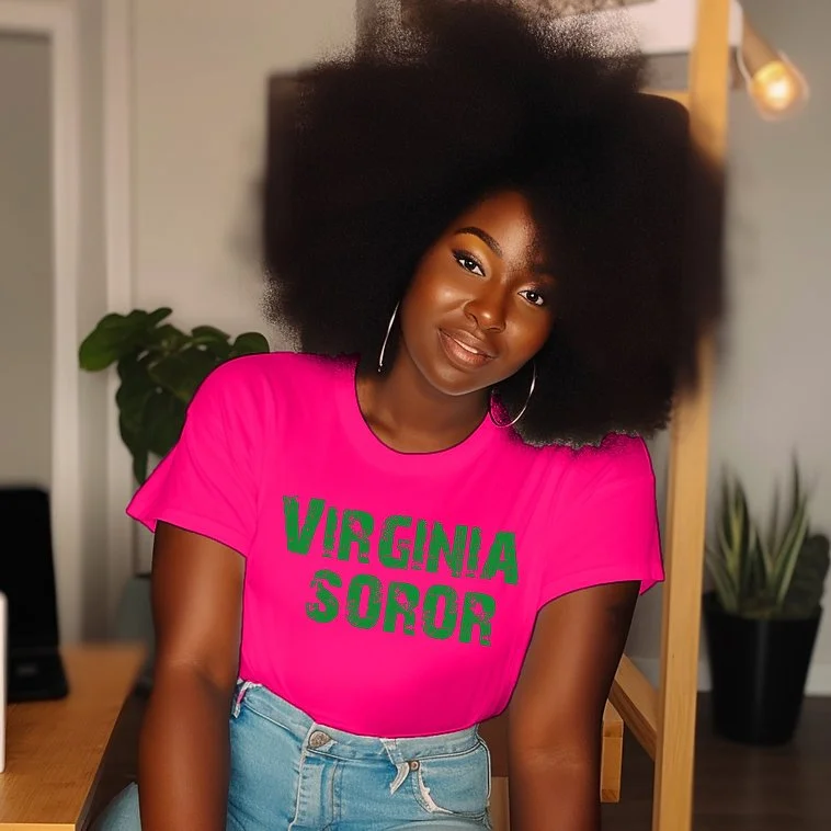 Distress Pink & Green Virginia Soror State Unisex Shirt