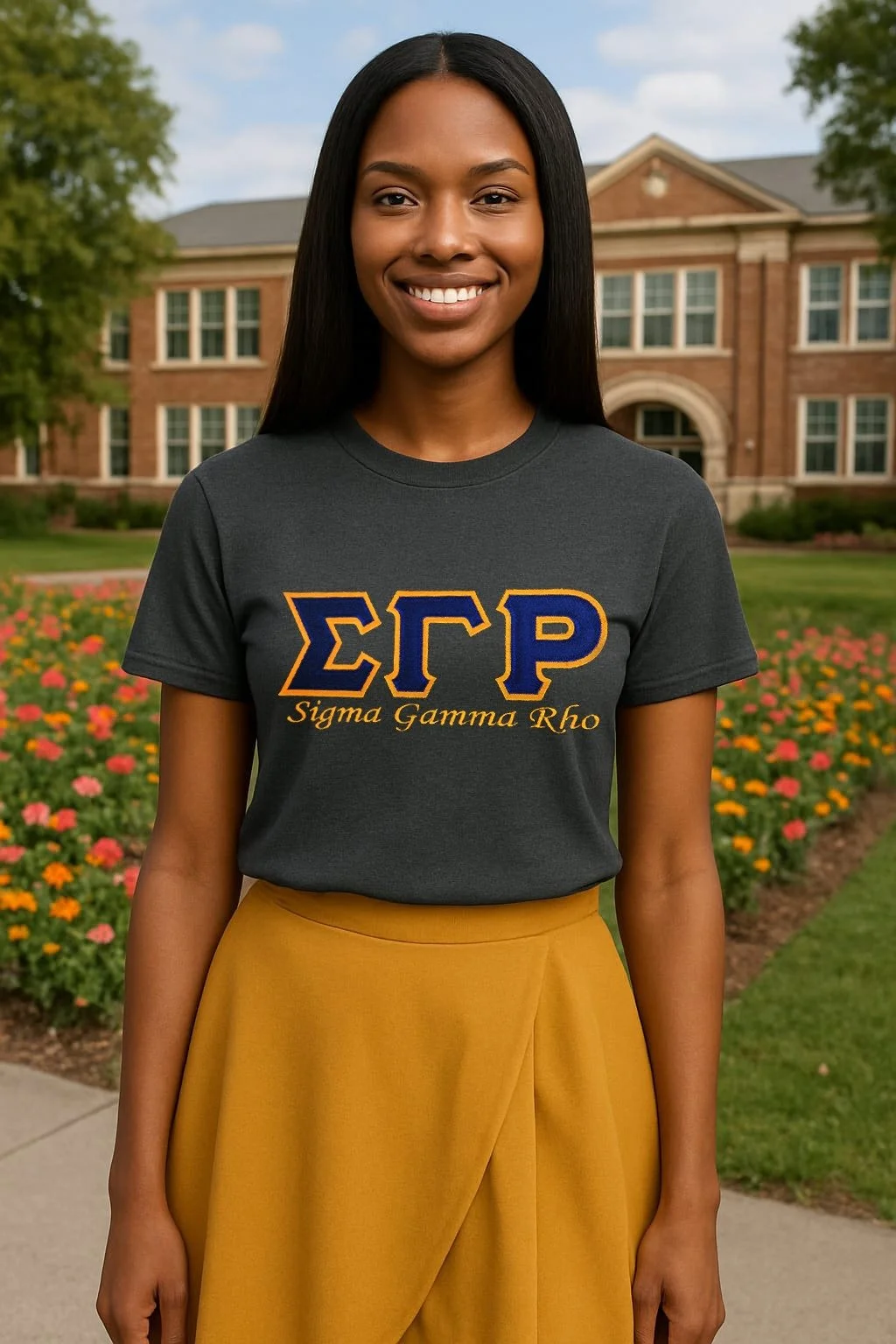Dark Gray Embroidered Sigma Gamma Rho Shirt (Unsiex)