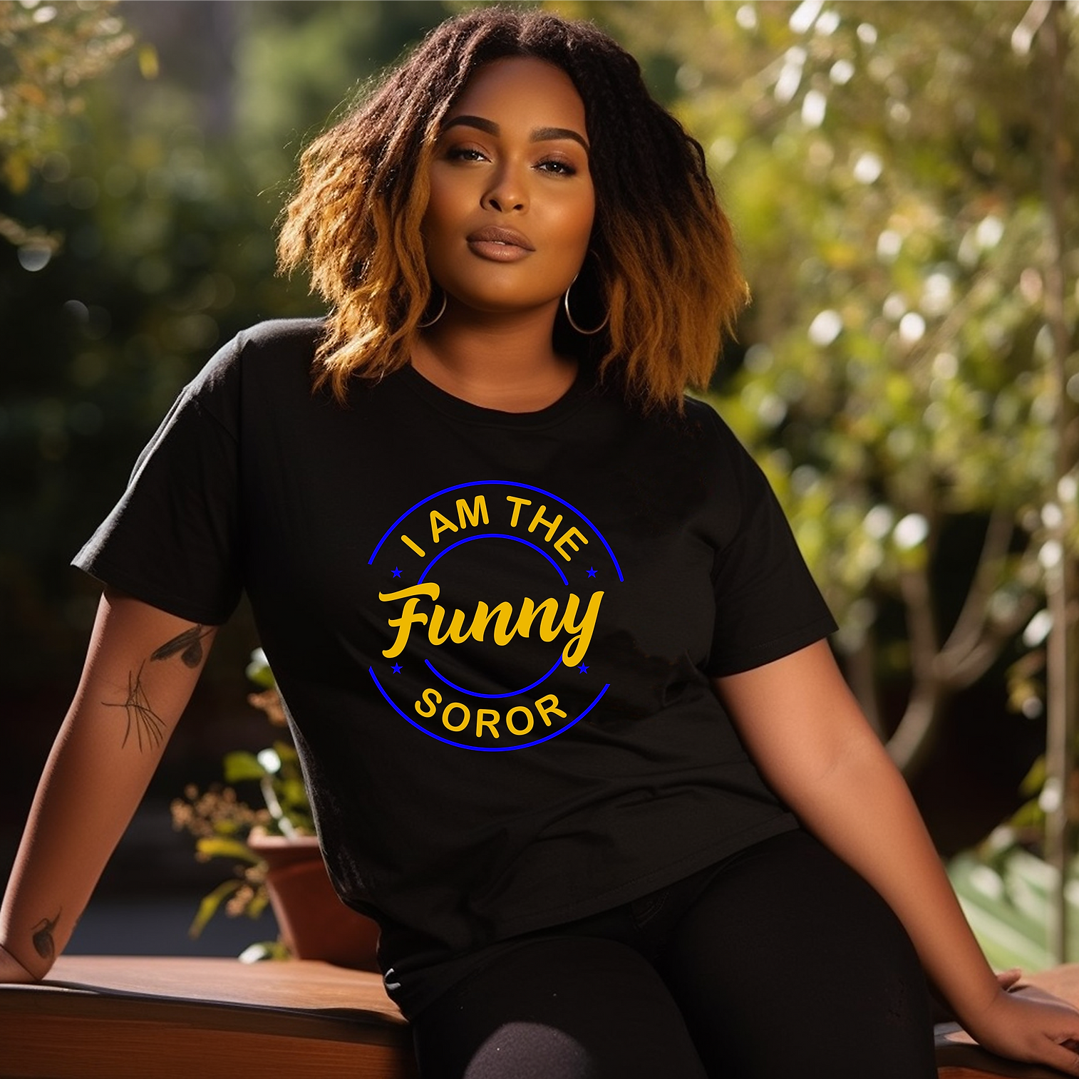 The Funny Soror Black Shirt (Royal & Gold)