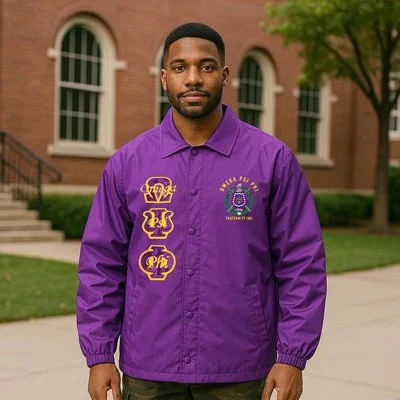 Purple Embroidered Omega Psi Phi Line Jacket