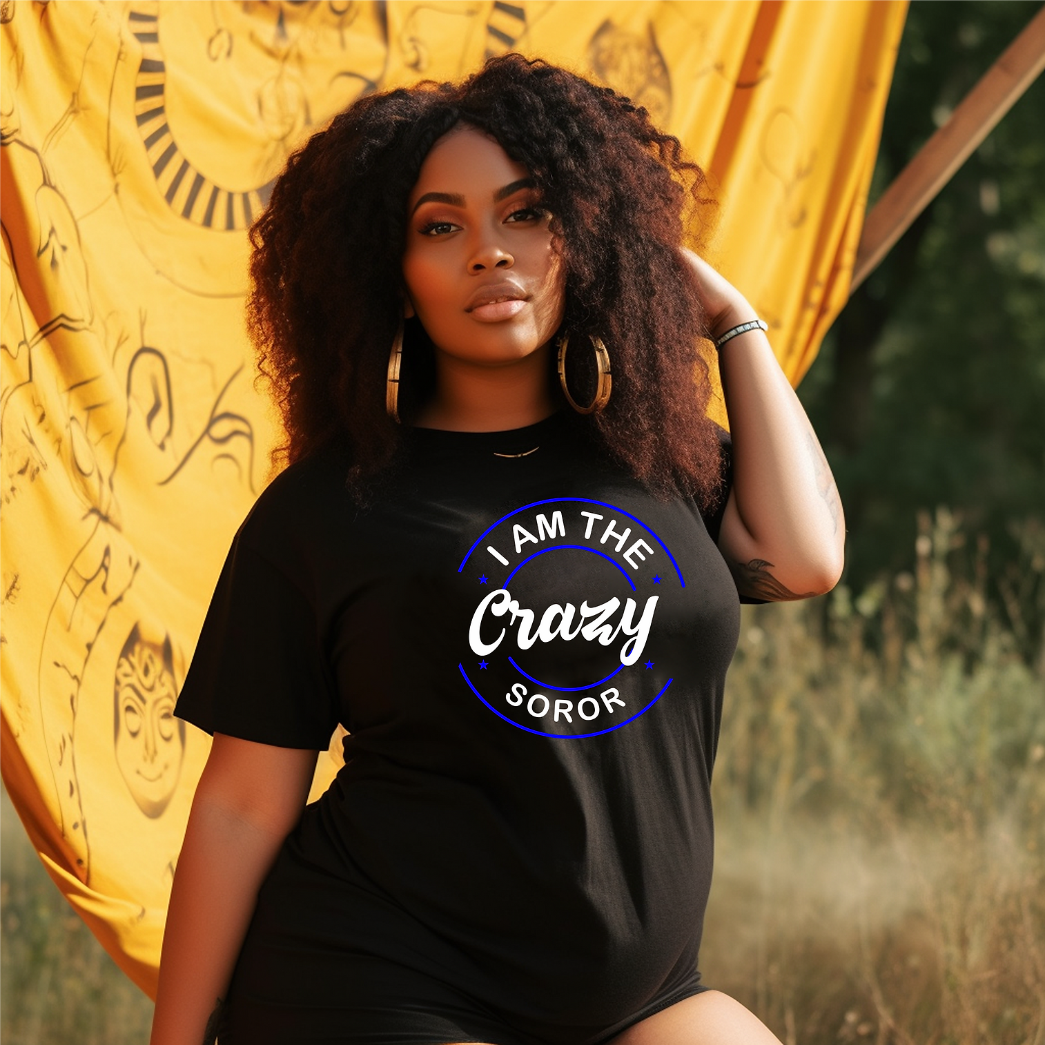 The Crazy Soror Black Shirt (Royal & White)