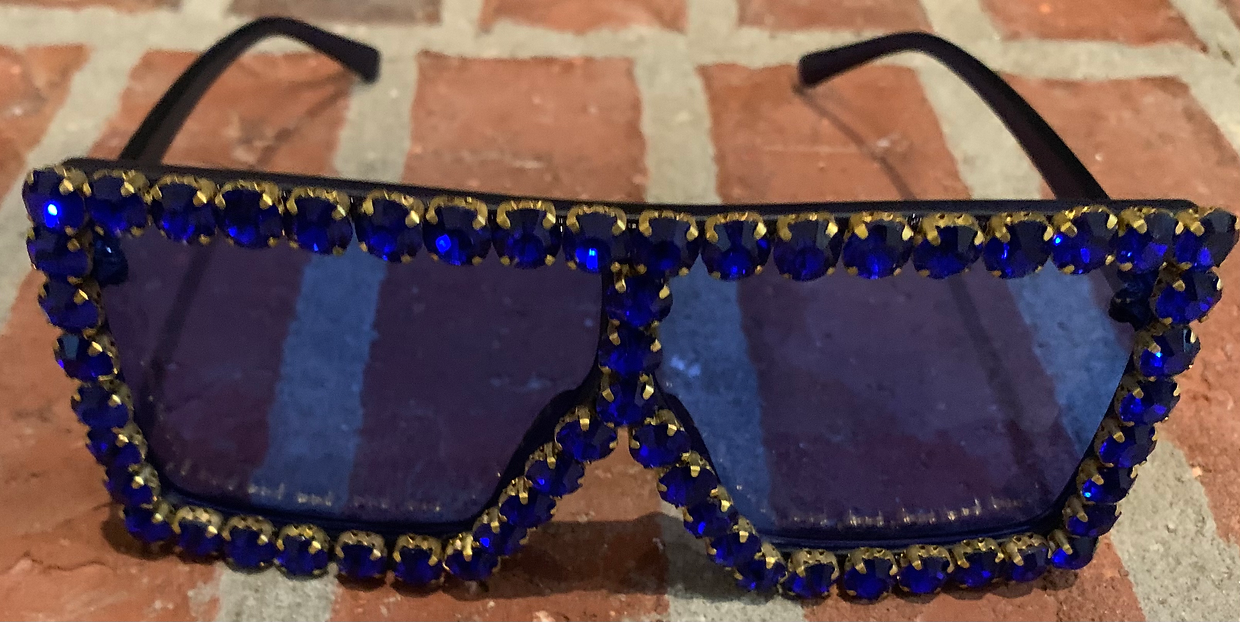 Blue Rhinestone Box Shades