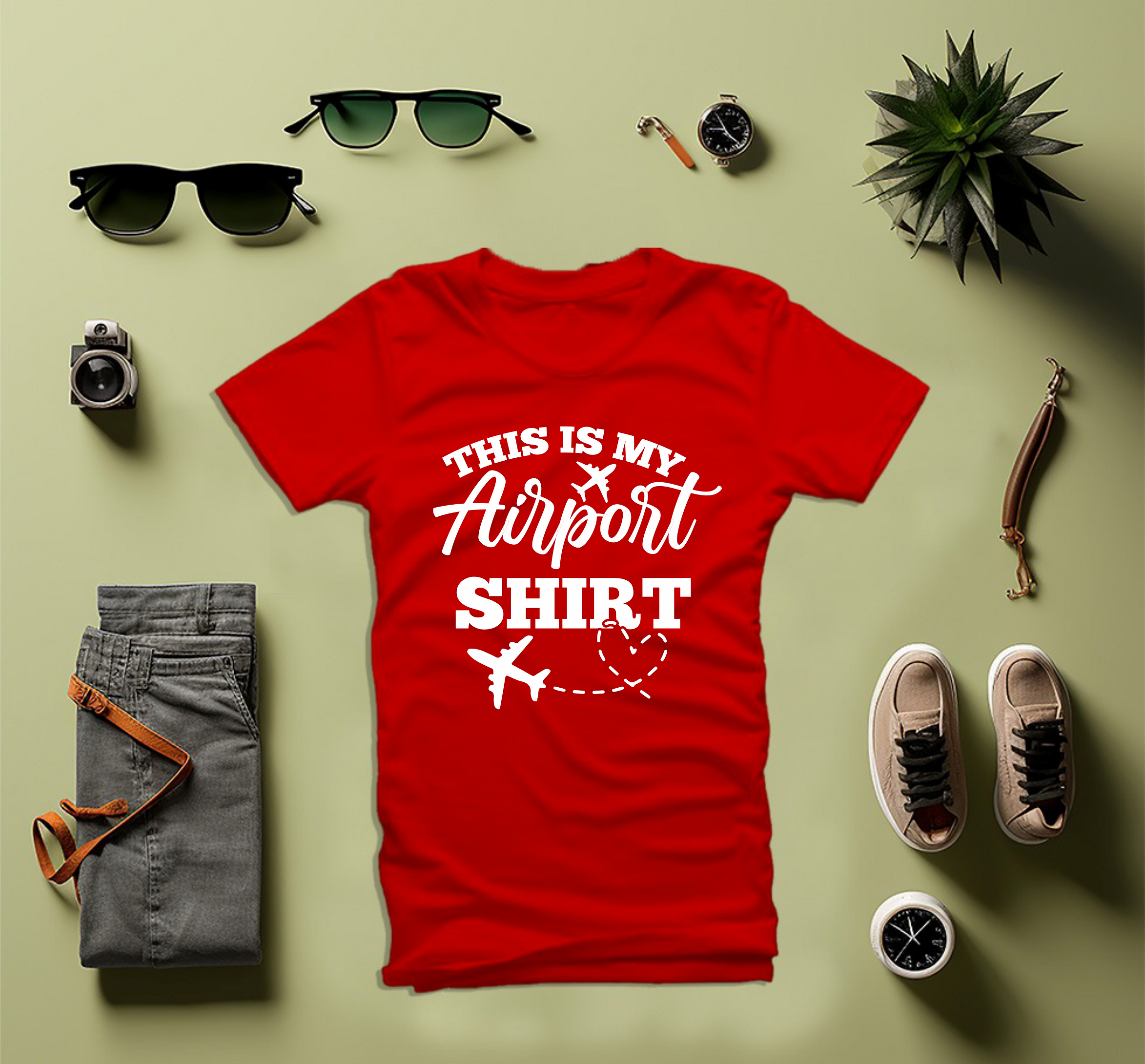 This is my Airport Shirt (Red & White) Unisex