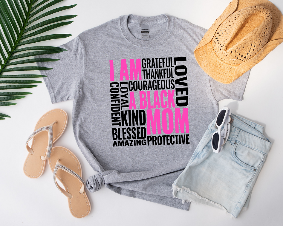 I Am A Black Mom Pink and Black Design Shirt