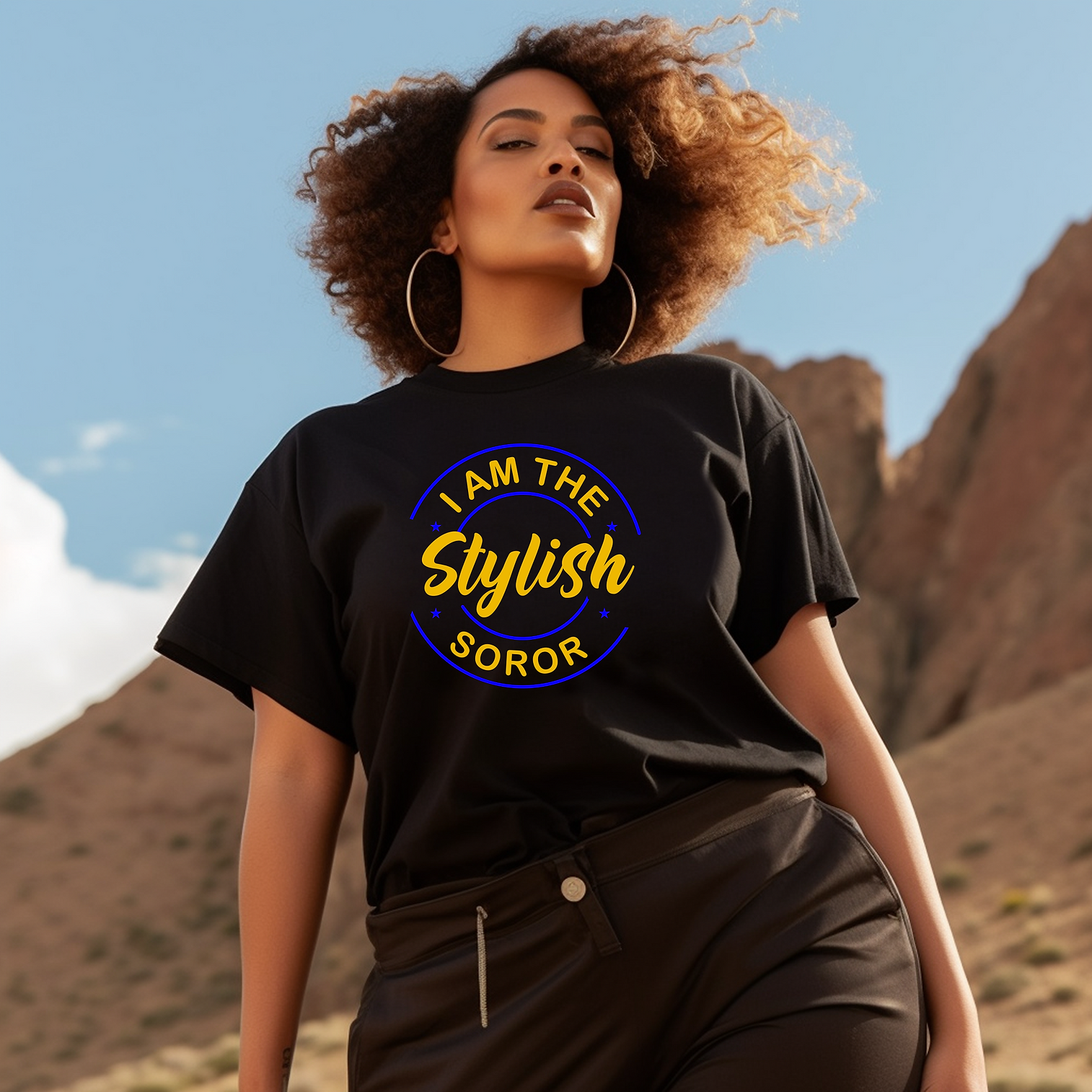 The Stylish Soror Black Shirt (Royal & Gold)