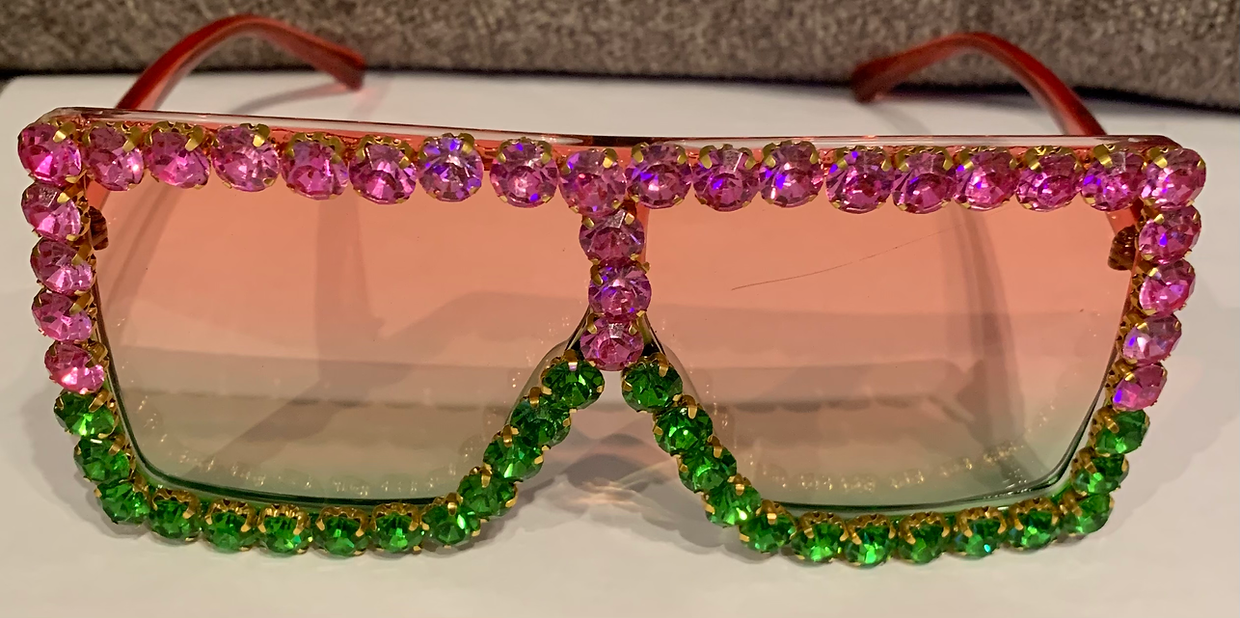 Pink & Green Rhinestone Shades
