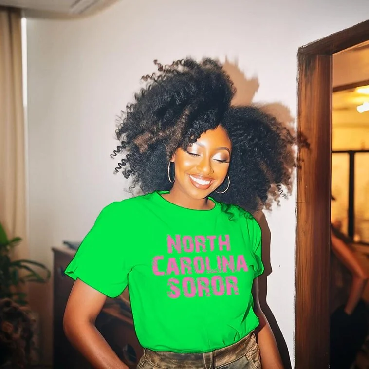Distress Pink & Green North Carolina Soror State Unisex Shirt