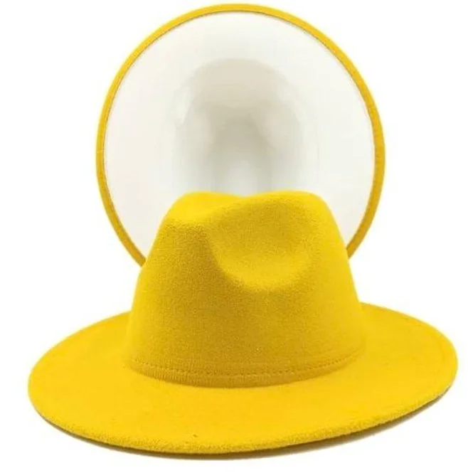 Gold Fedora Hat White inside