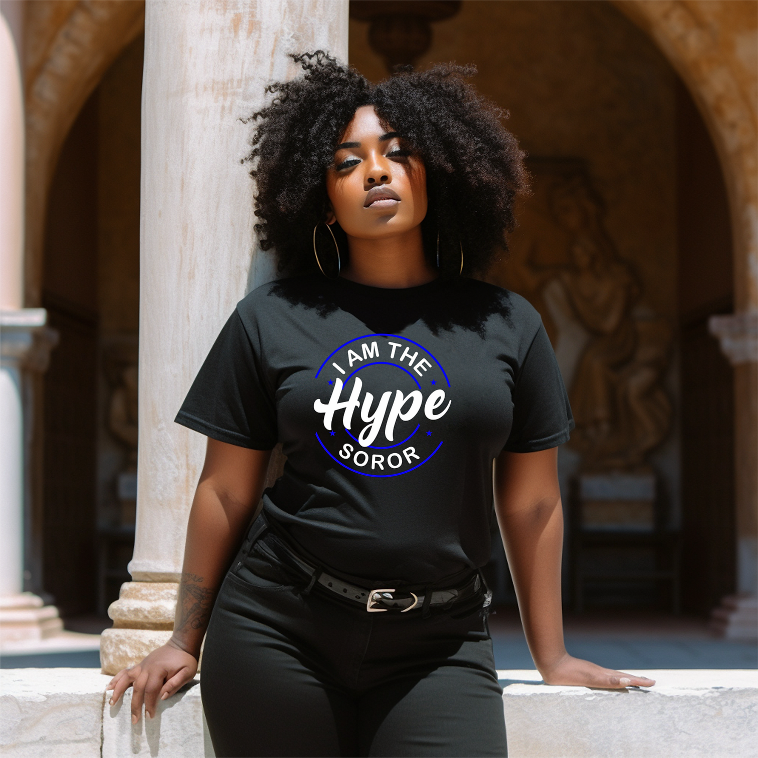The Hype Soror Black Shirt (Royal & White)