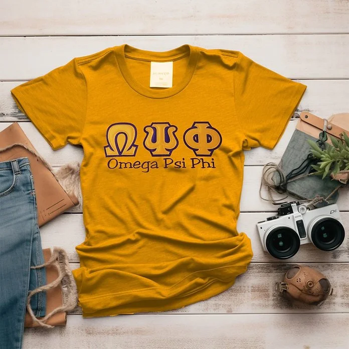 Gold Omega Psi Phi Embroidered Shirt