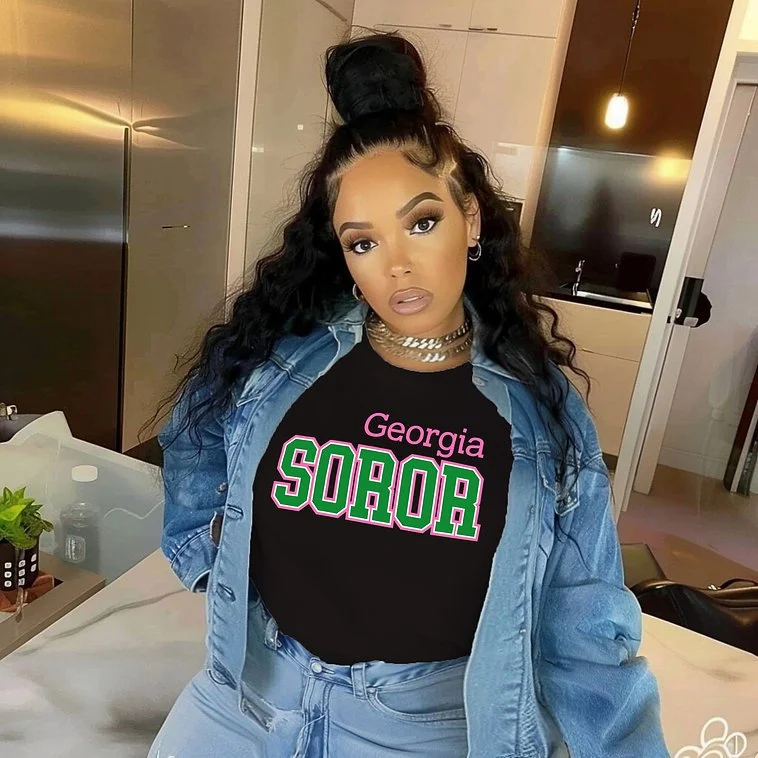 Standard Pink & Green Georgia Soror State Unisex Shirt