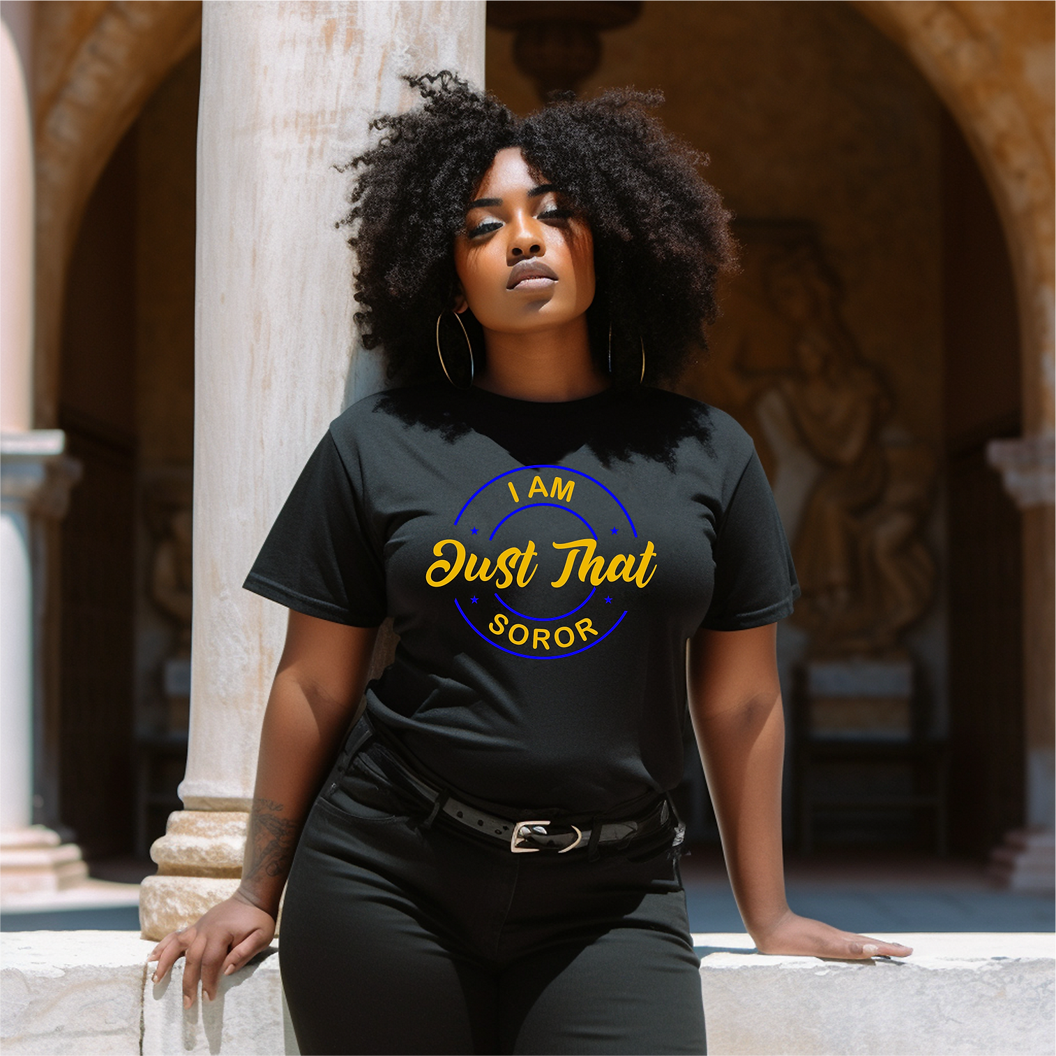 Just That Soror Black Shirt (Royal & Gold)