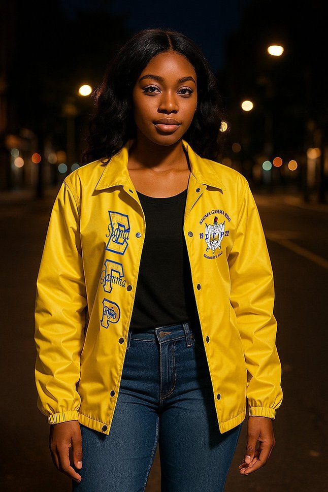 Gold Embroidered Sigma Gamma Rho Line Jacket (Unisex)