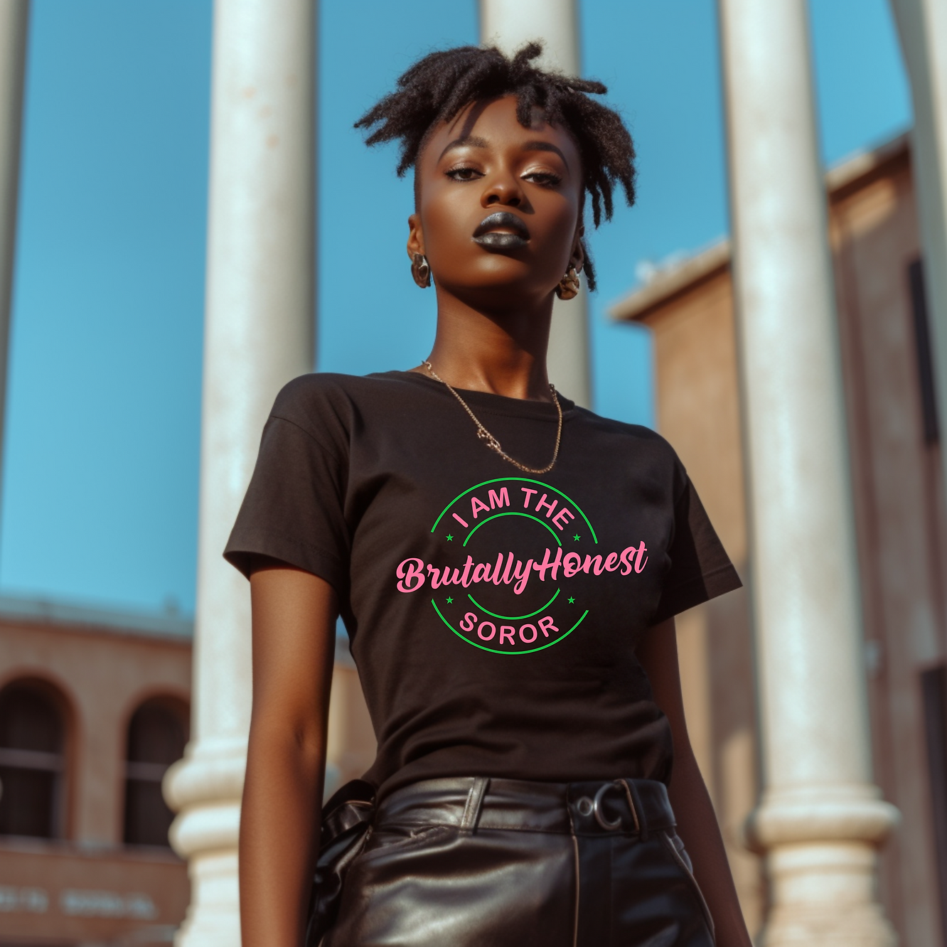 The Brutally Honest Soror Black Shirt (Pink & Green)