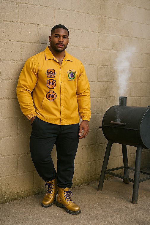 Gold Embroidered Omega Psi Phi Line Jacket