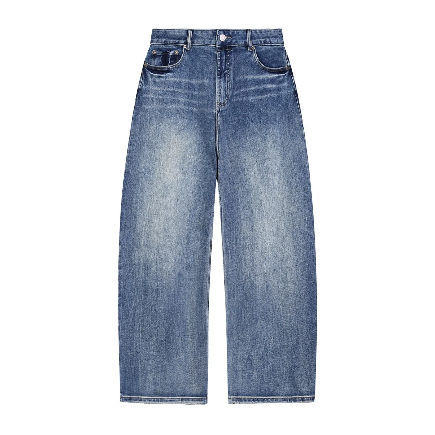 Medium Wash Sun Fade Wide Leg Jean