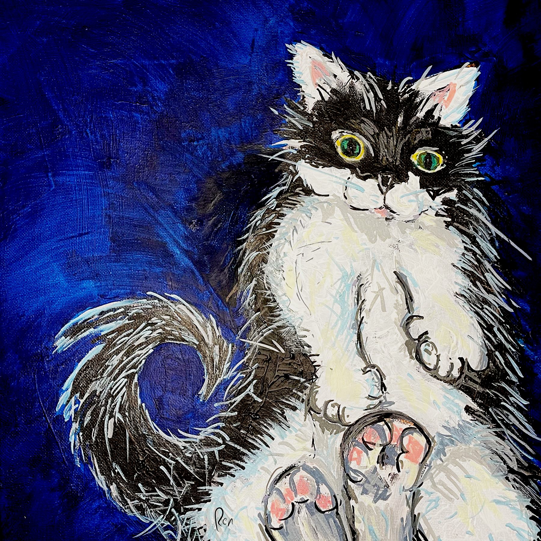 TUXEDO CAT
Original artwork by Lau(REN).
Add a touch of playful character to your everyday thoughts. This artwork is available as a writing journal, coffee mug and holiday ornament. Features an original illustration inspired by a tuxedo cat, capturin