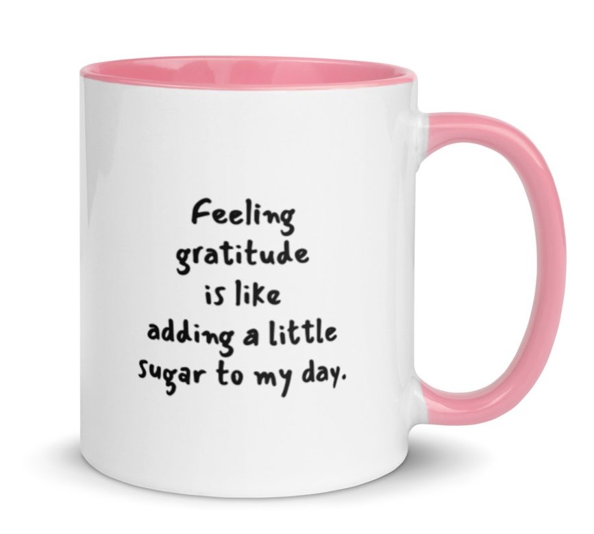 Gratitude Quote Ceramic Mug – Inspirational Coffee Mug. Part of the Girl’s Guide To Good Vibes™ collection, this mug features an original Lau(REN) quote from her upcoming book “Reaching for Light: A Little Book of Thoughts”, created to encourage ever
