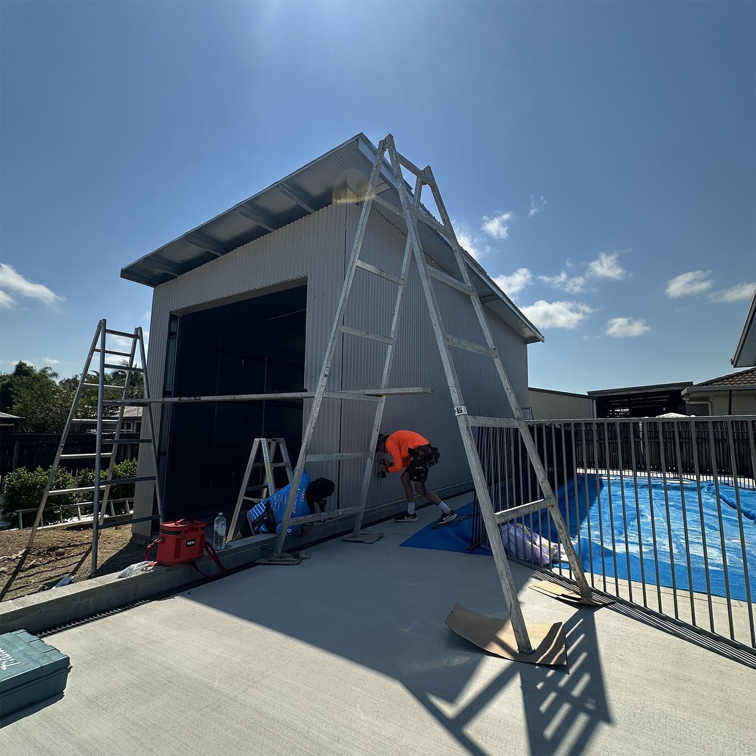 A photo taken while Ezi Group was building a shed.