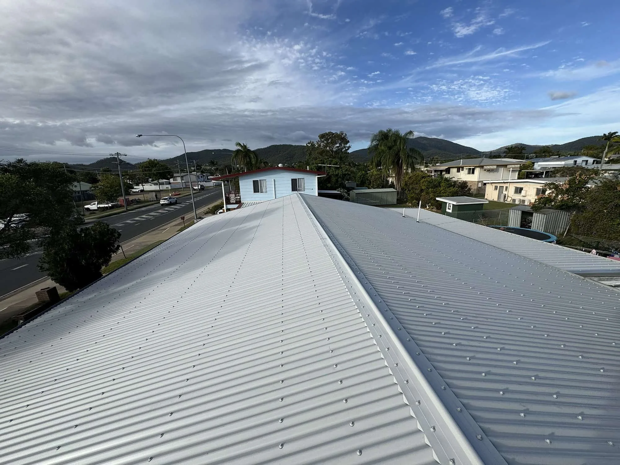 A photo taken on top of a roof after a job was completed by Ezi Group in Mackay.