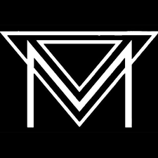 A black background with a white geometric logo resembling the letter 'V' and 'M' combined, created with angular lines.