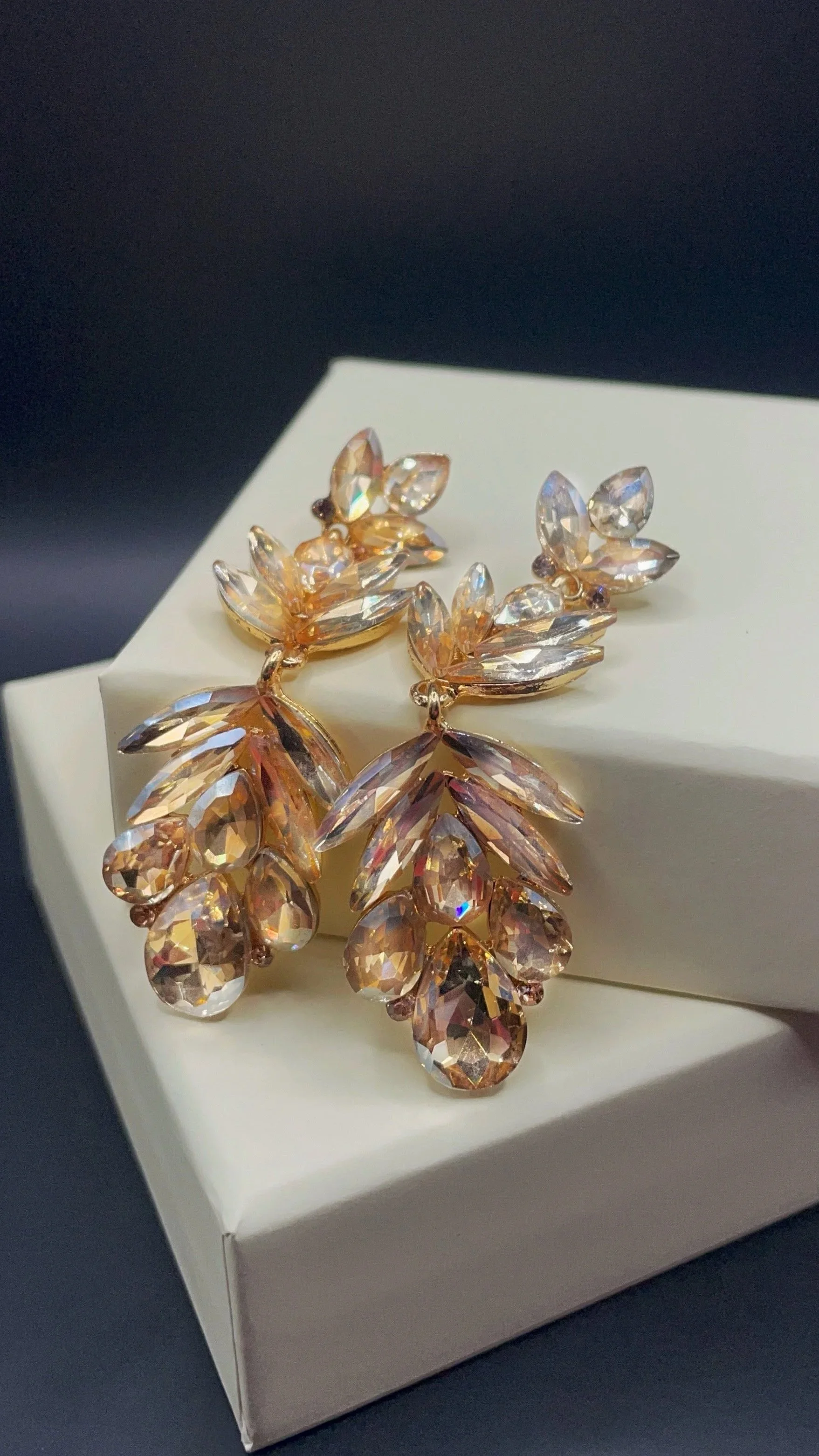 Crystal Petal Statement Dangle Earrings