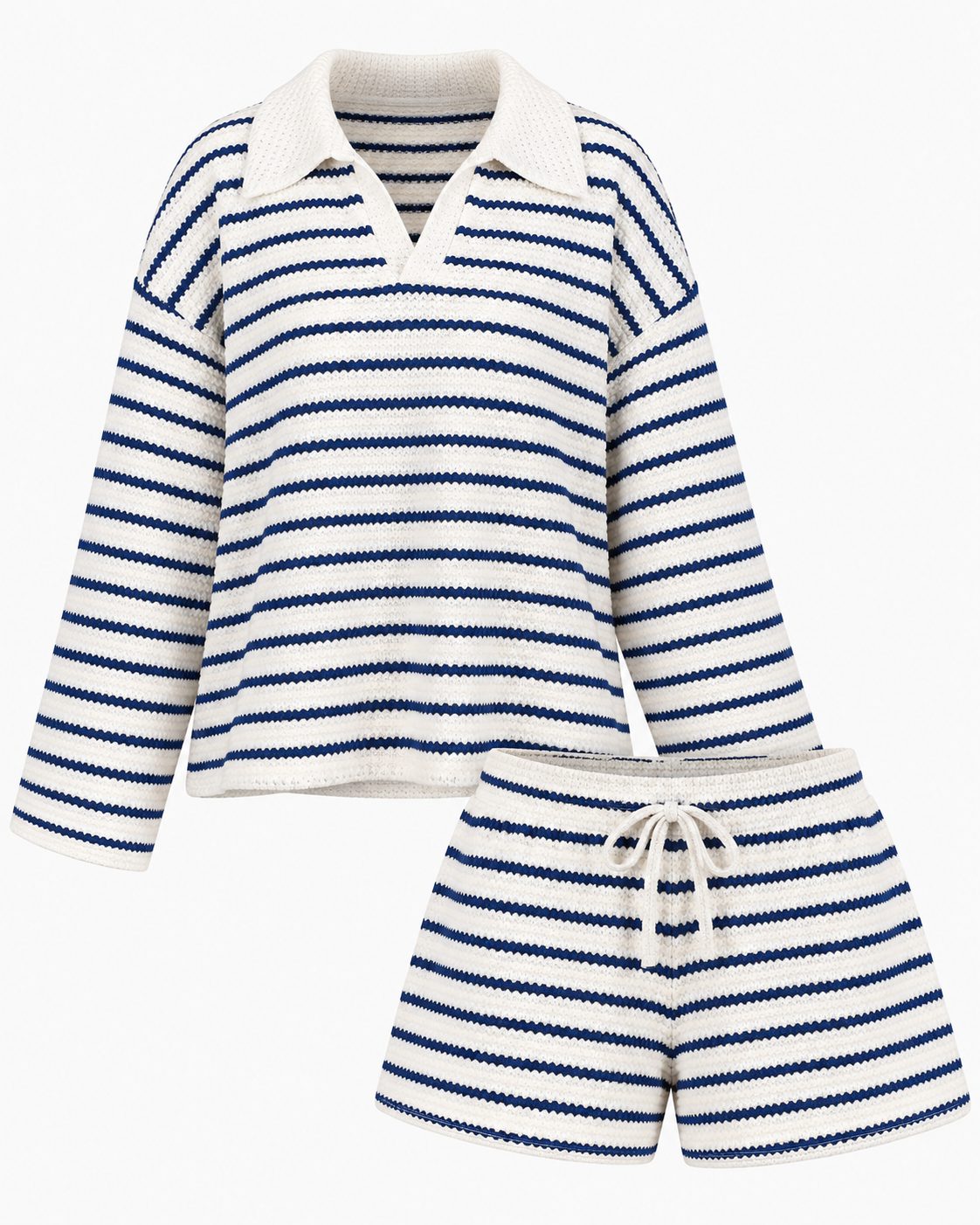 Striped Polo Lounge Set
