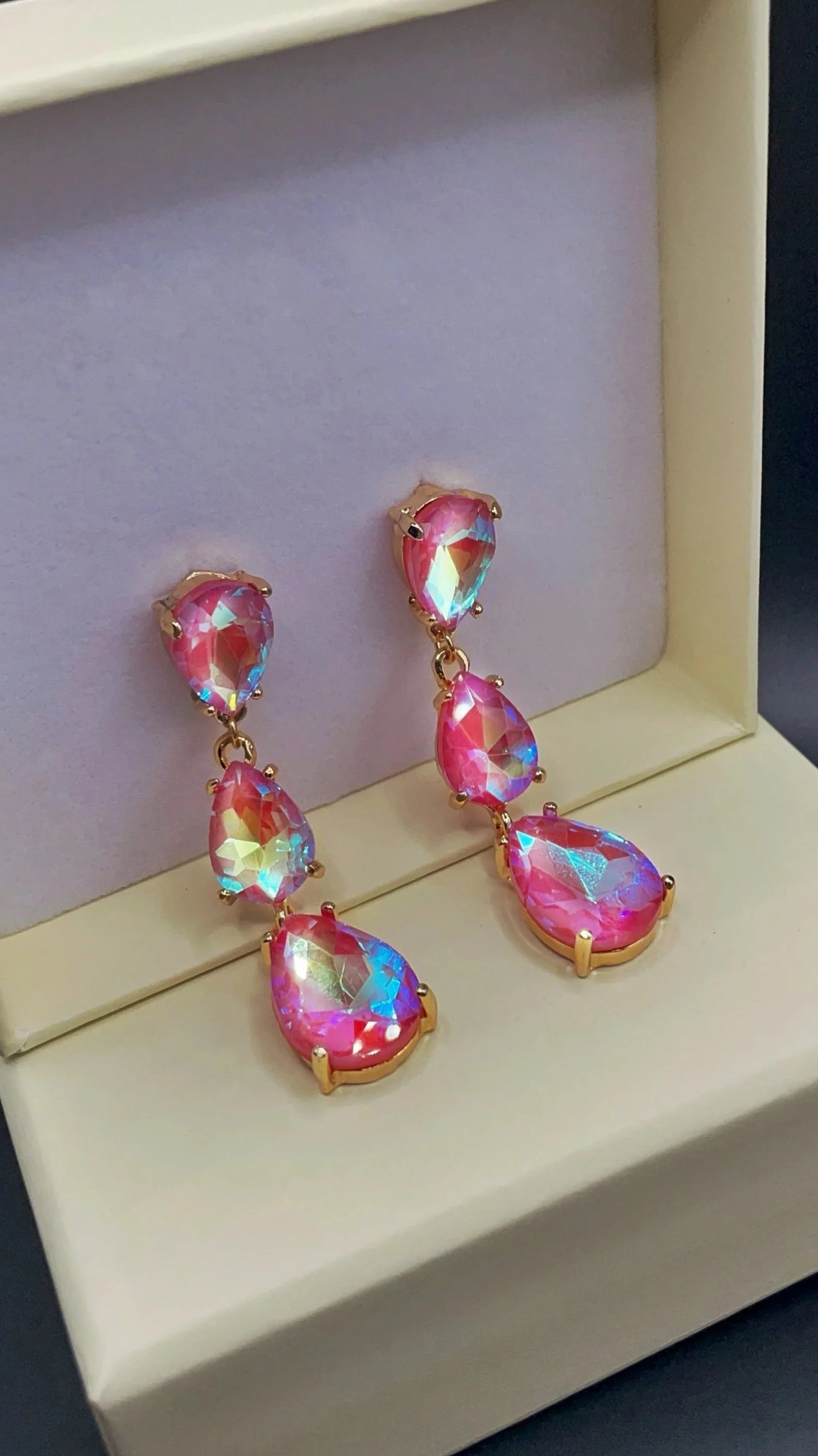 Pink Teardrop Dangles