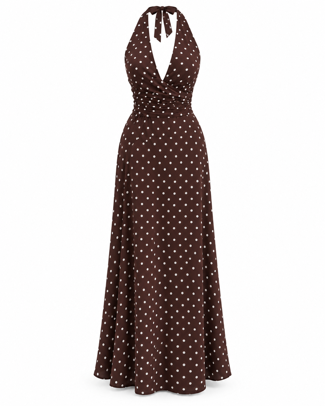 Polka Dot Halter Maxi Dress