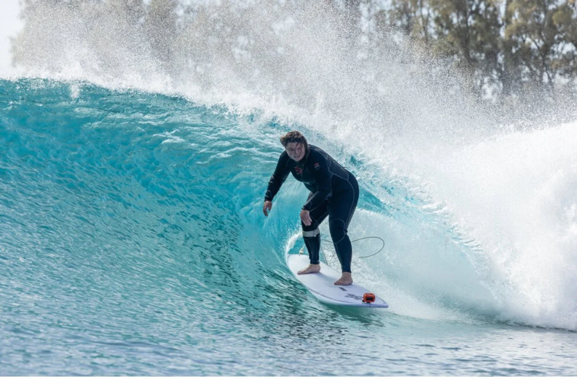 Surfer Cass at Kelly Slater Surf Ranch in November 2024