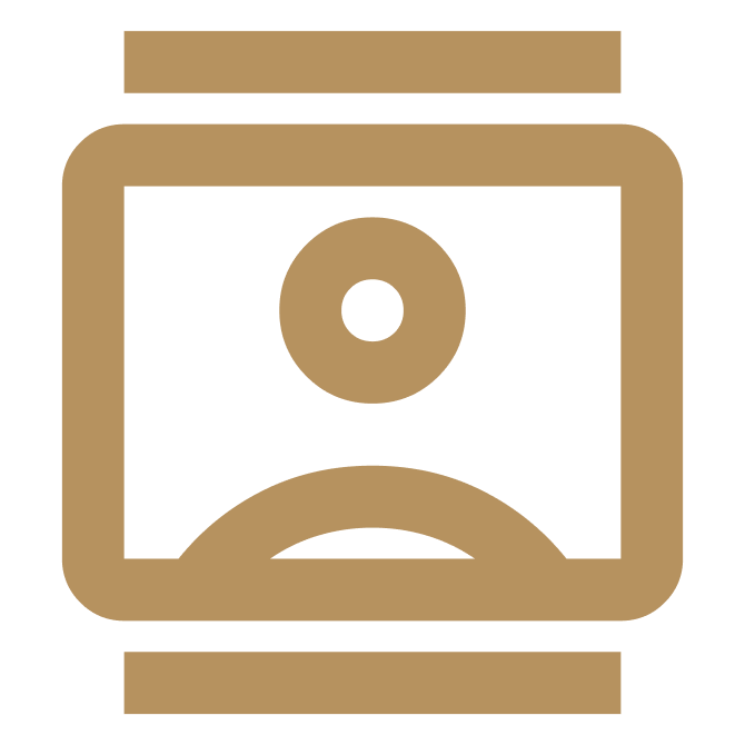Icon of a washing machine, depicted in a minimalist, solid brown design.