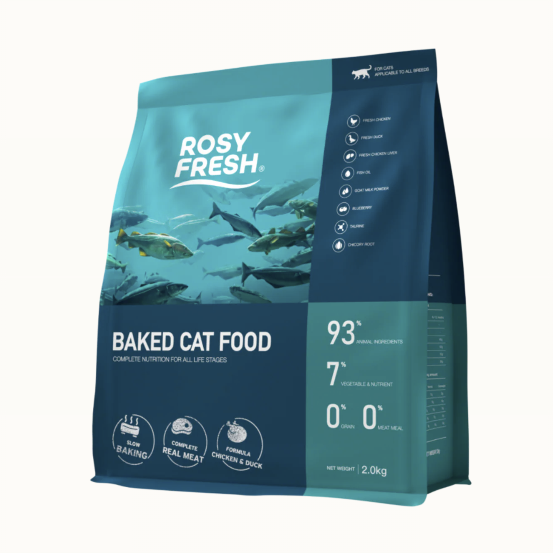 Rosy Fresh BAKED CAT FOOD 2kg - Chicken & Duck Flavour