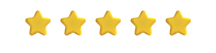 Five gold star icons representing a five-star rating.