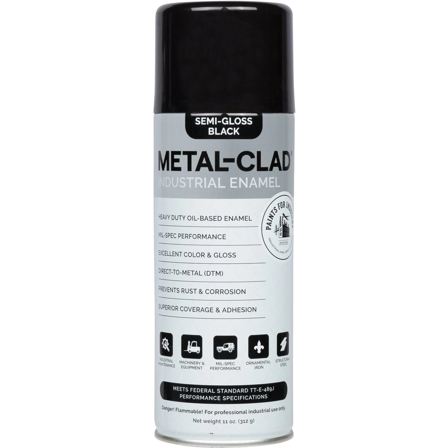 Metal-Clad Aerosol Enamel - Semi-Gloss Black