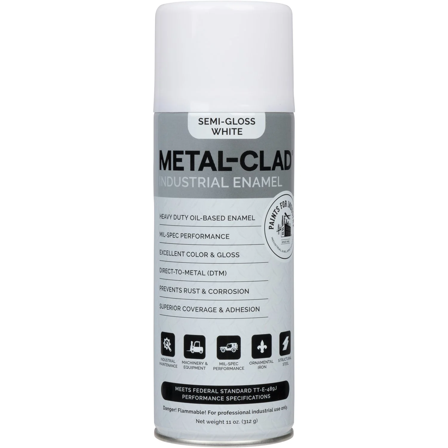 Metal-Clad Aerosol Enamel - Semi-Gloss White