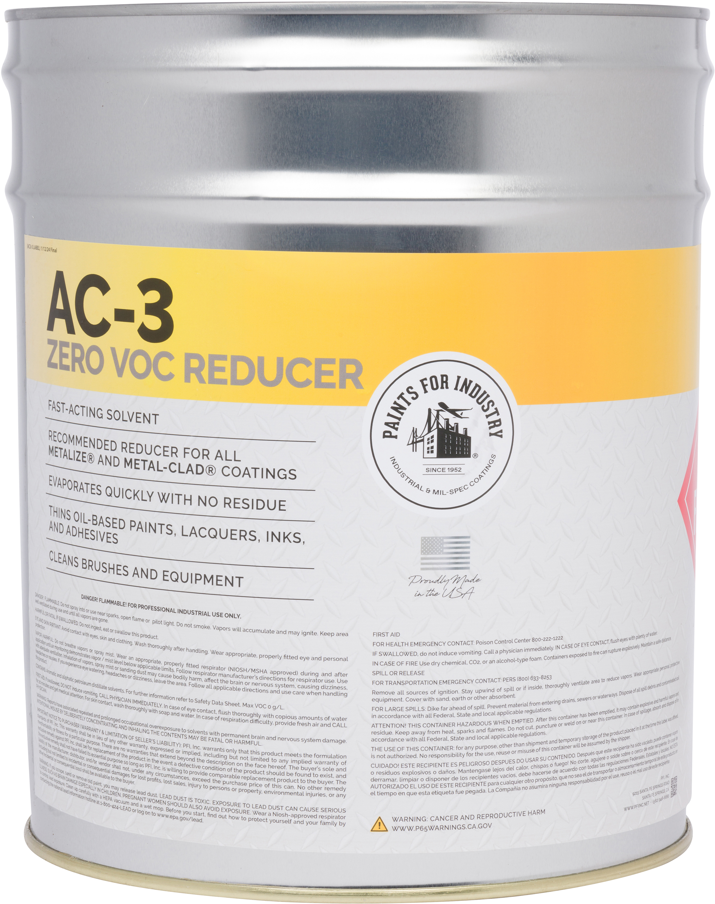 AC-3 (Acetone, Zero VOC Reducer) - 5 Gallons