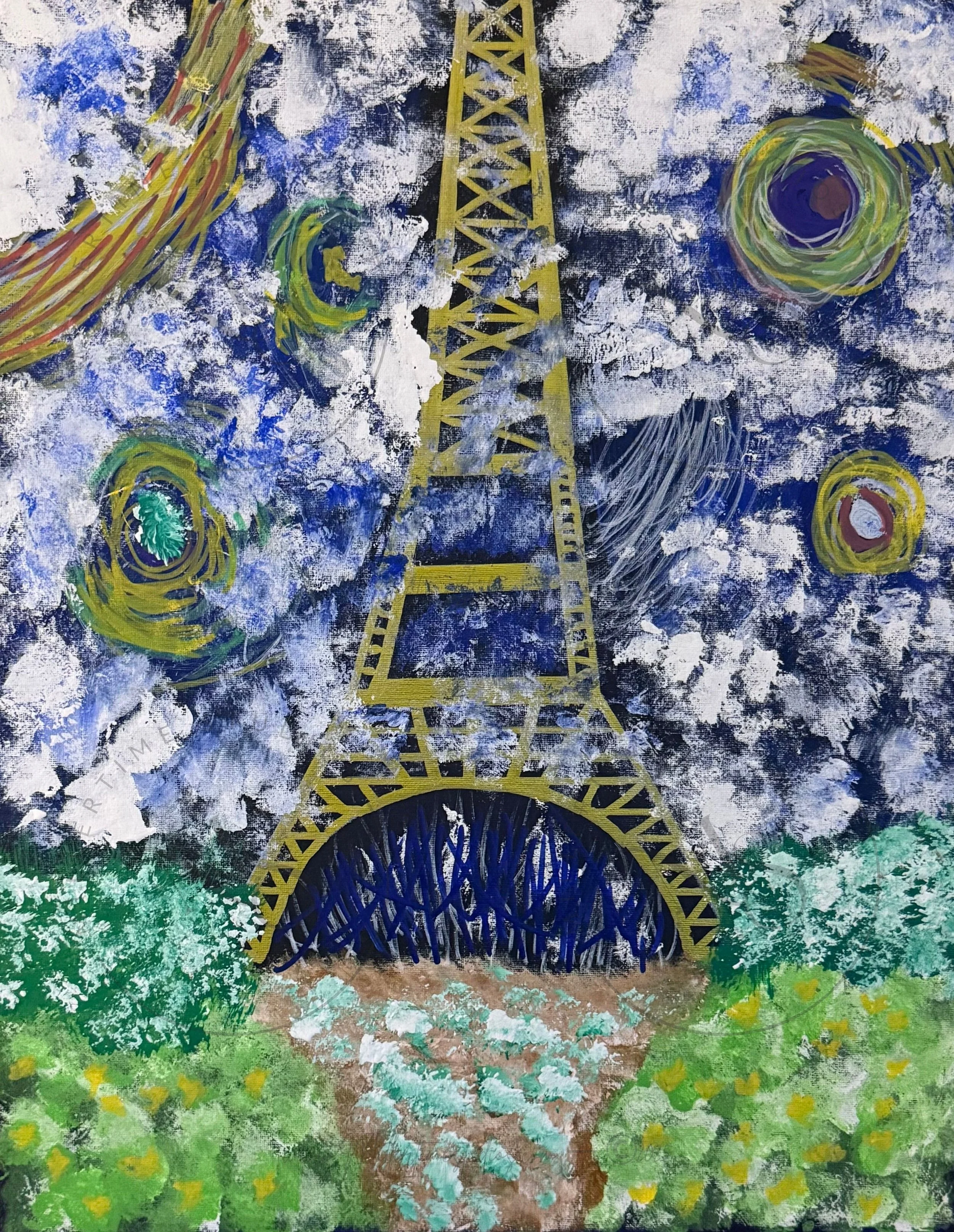 The Eiffel Tower Shrowded in a Starry Night