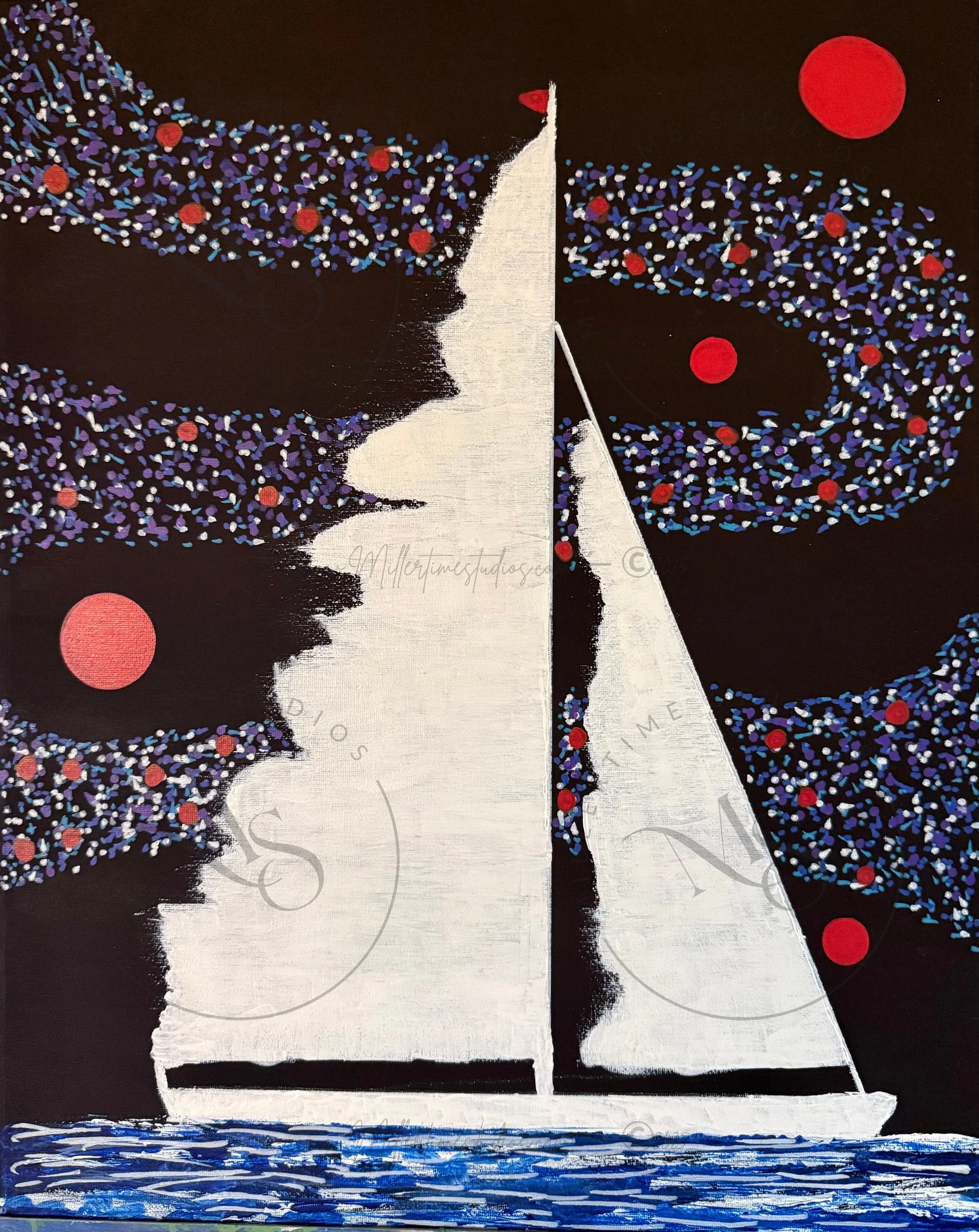 Ghost Sail on a Starry Night