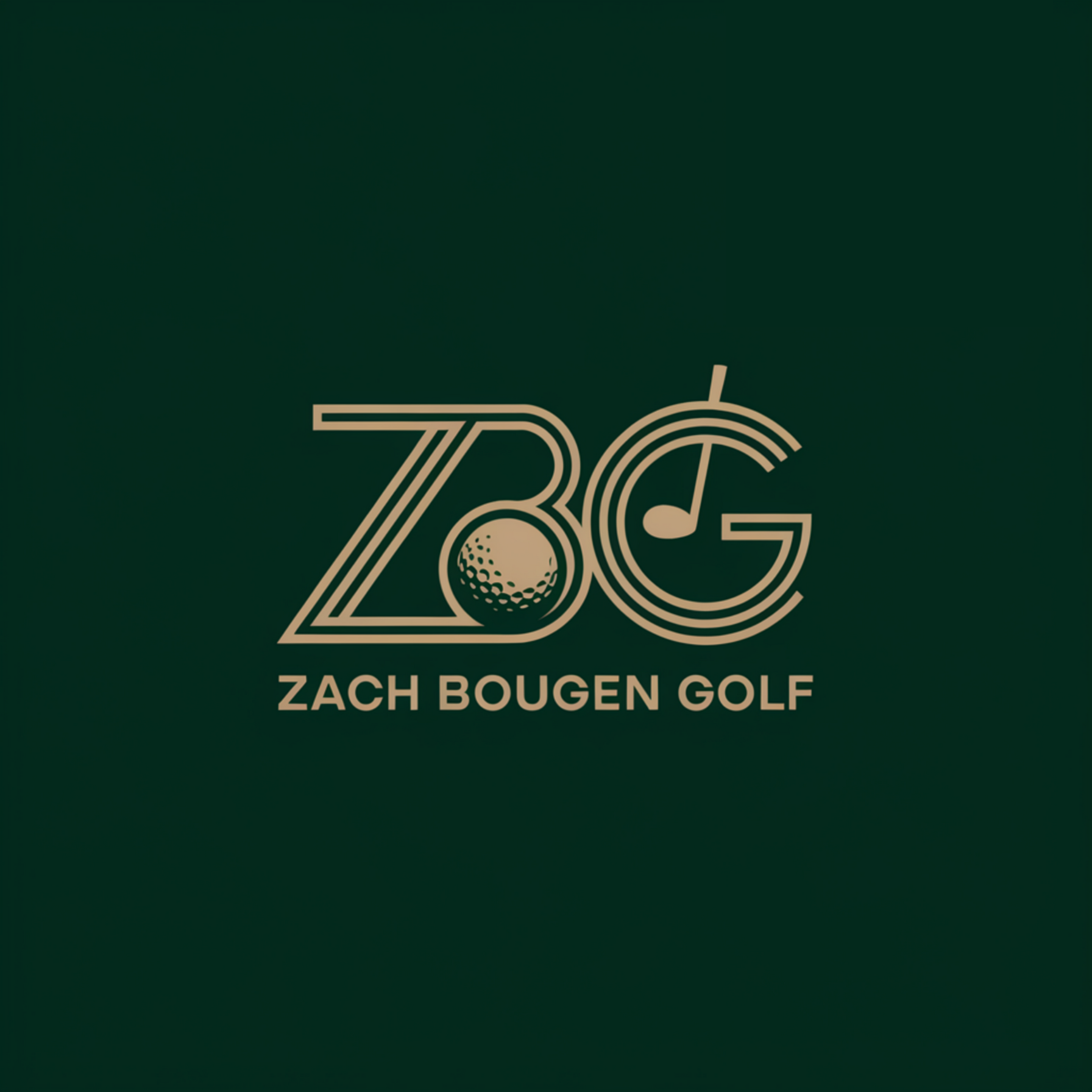 Logo for Zach Bougen Golf with the text 'ZB Golf' and a golf ball, golf club, and musical note incorporated into the design.
