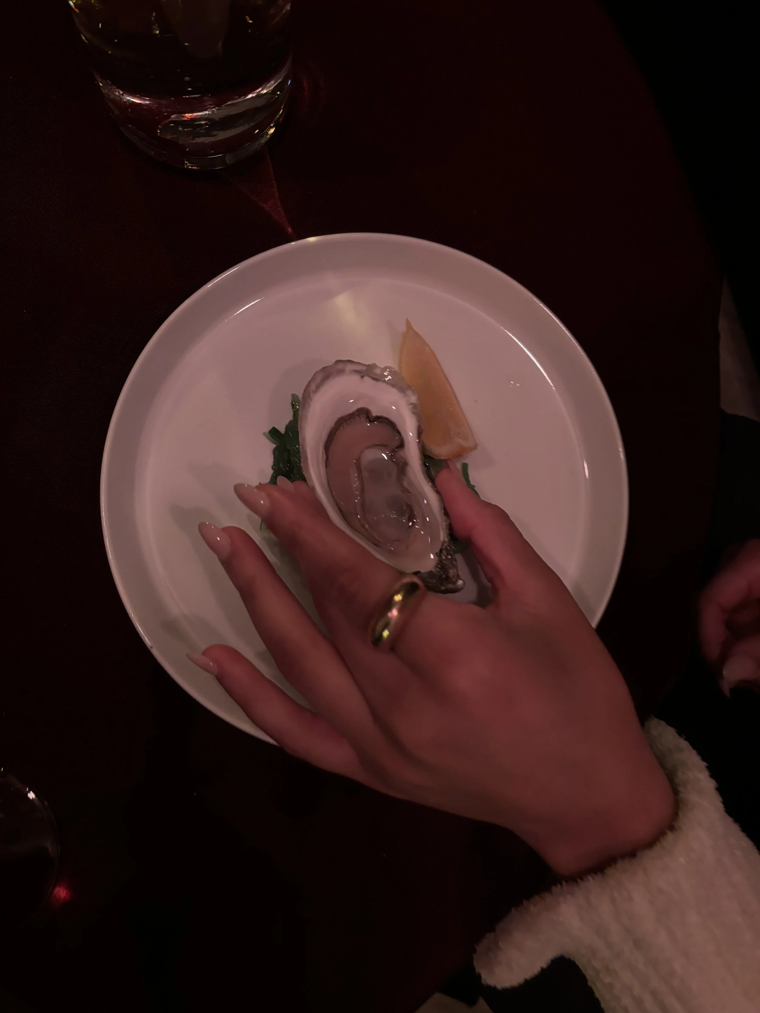 Private chef experience at a table served fresh east coast oysters