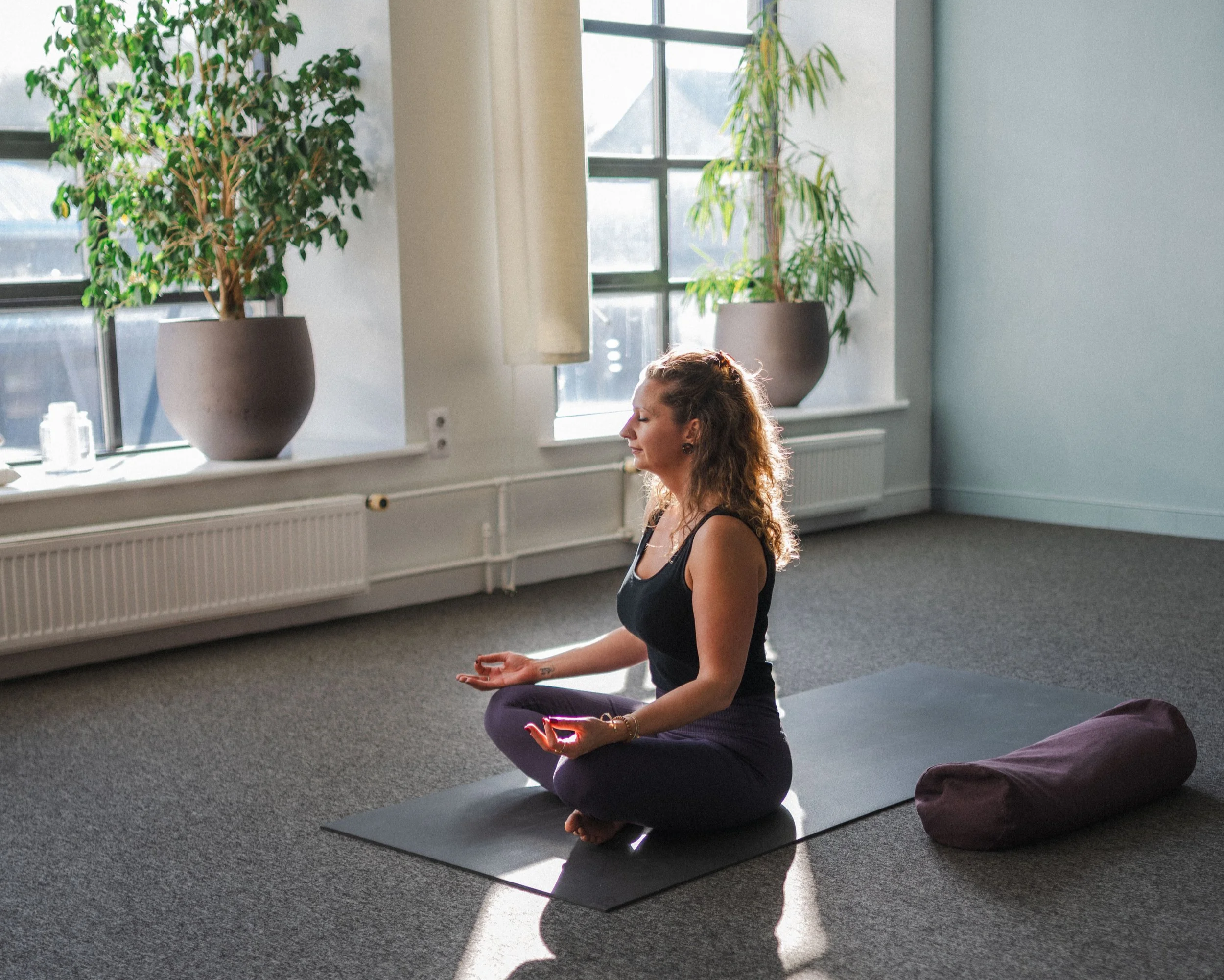 Corporate mindfulness session guided with calm presence