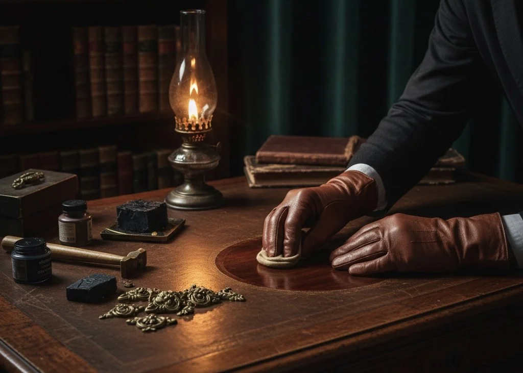 Restoration of vintage writing desk.