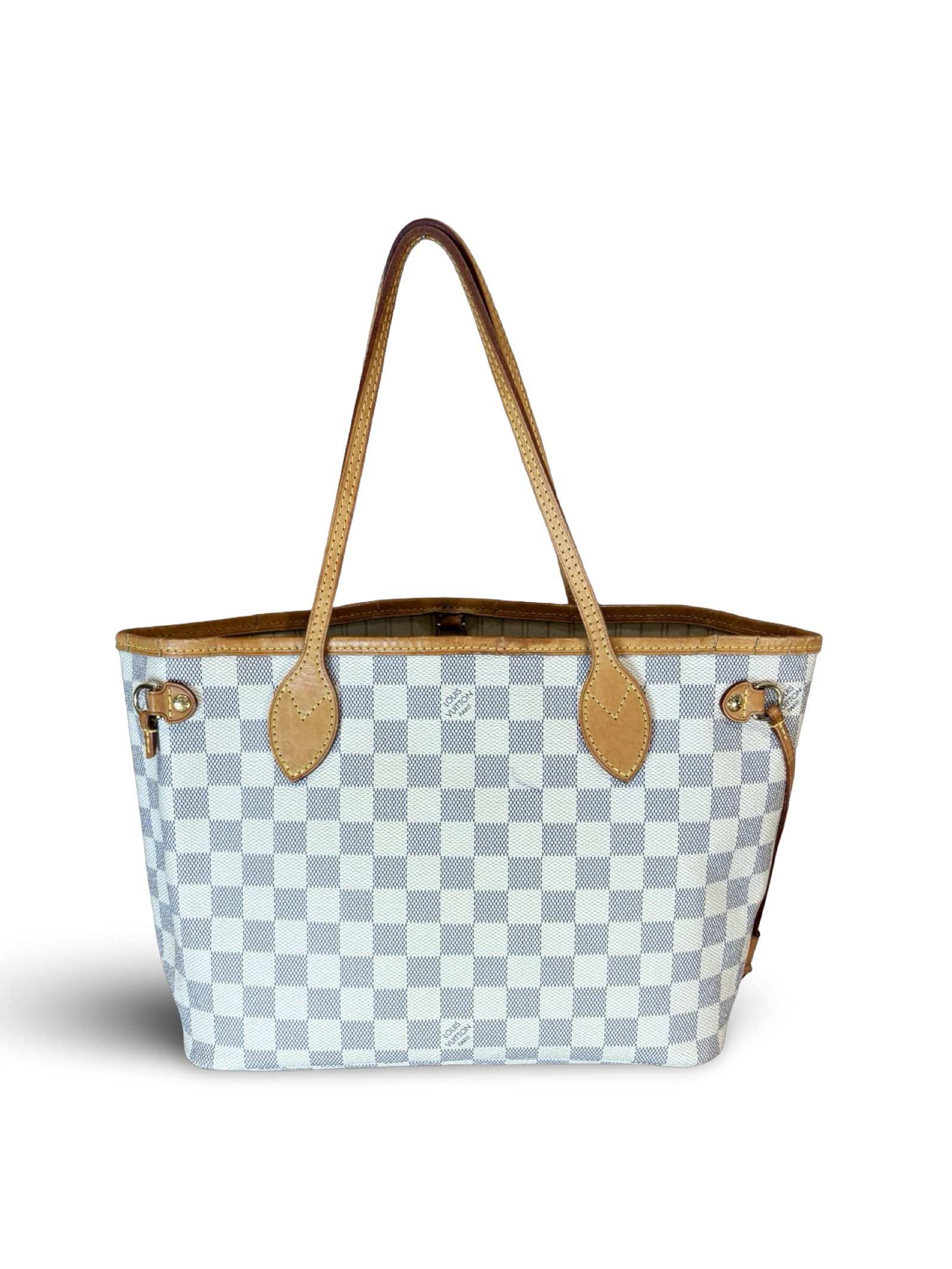 Louis Vuitton Neverfull PM Damier Azur White Canvas Tote Handbag