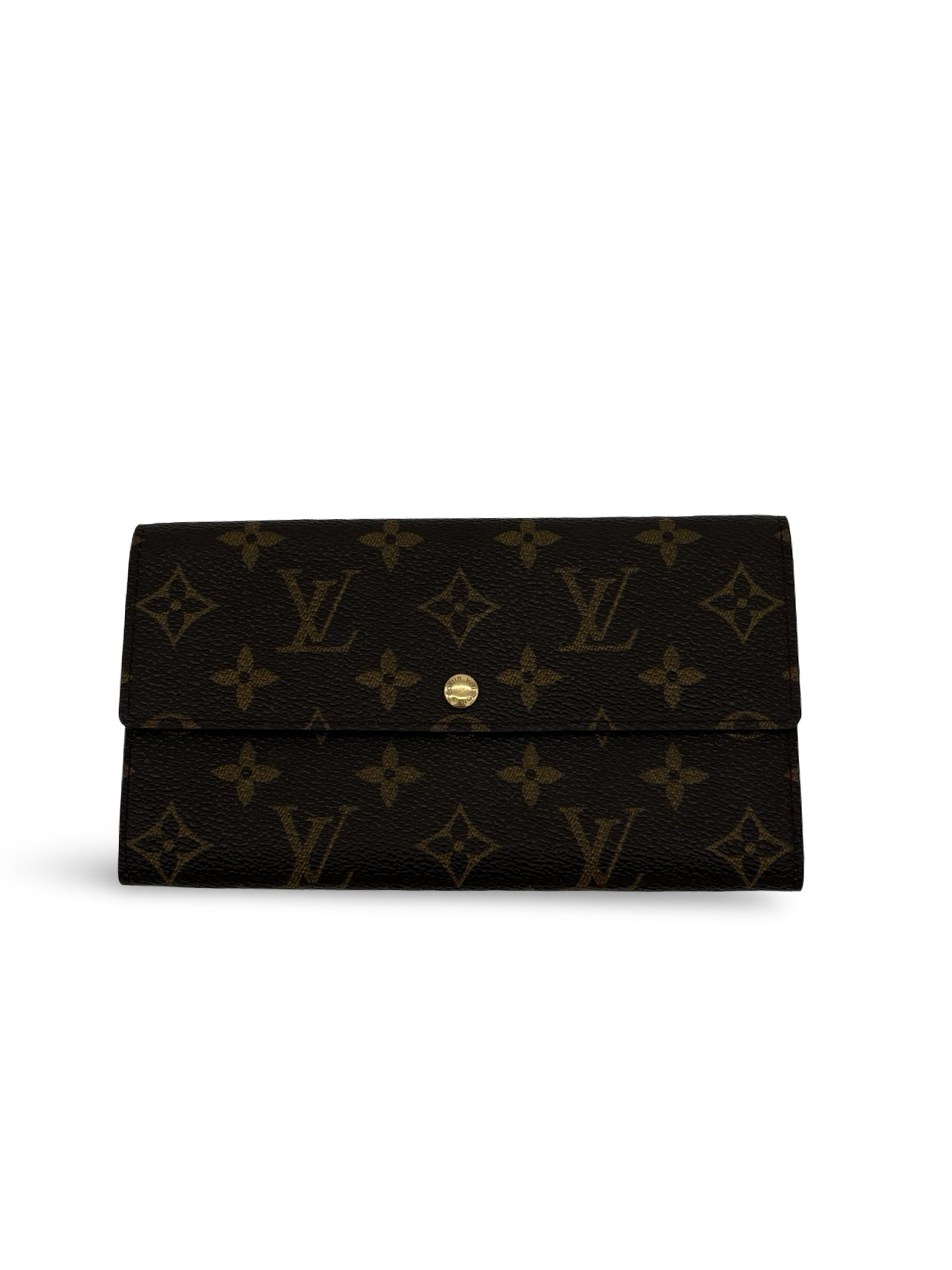 Louis Vuitton Sarah Button Purse / Wallet Brown Monogram Canvas