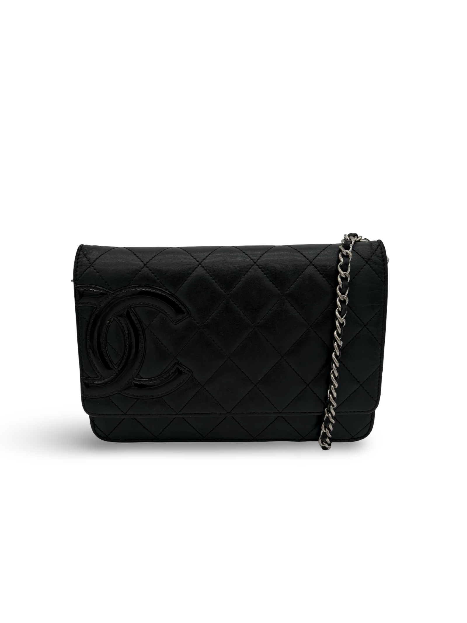 Chanel CC Black Lambskin Leather Cambon Ligne Wallet on Chain Shoulder / Handbag