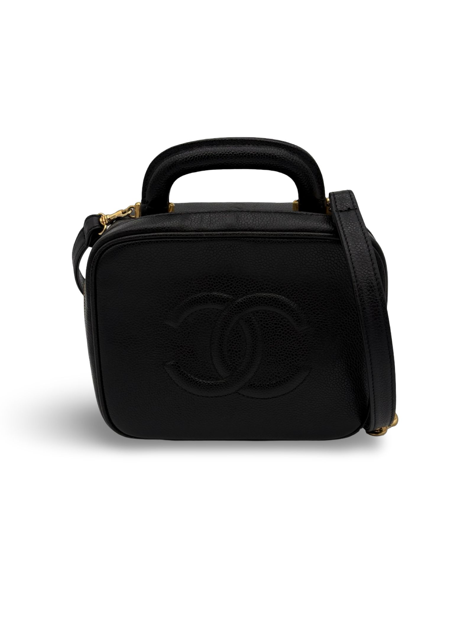 Chanel CC Black Caviar Vanity Handbag Shoulder Bag