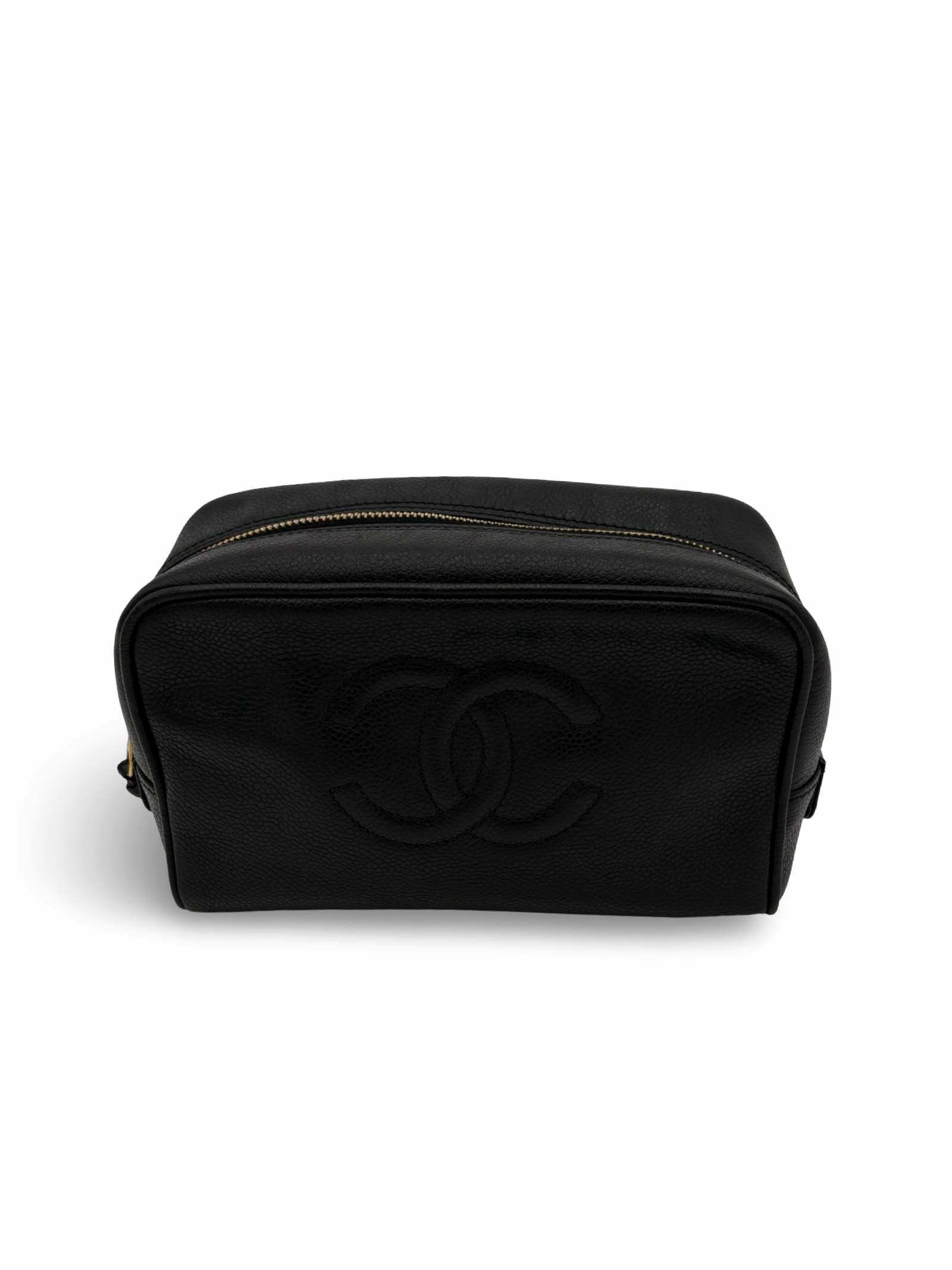Chanel Caviar CC Black Cosmetic Pouch Clutch Bag